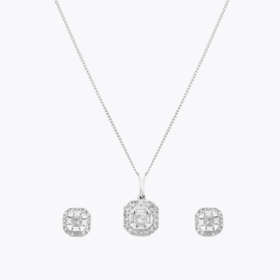 9ct White Gold 0.50ct Total Diamond Jewellery Gift Set