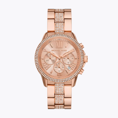 Michael Kors Slim Runway Ladies' Stone Set Rose Gold Tone Watch