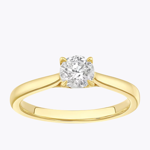 Engagement Ring 18ct Yellow Gold Round Cut Four Claw Solitaire 0.50ct Diamond Ring