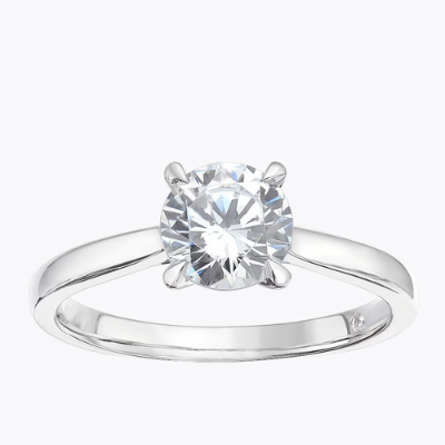Platinum 1ct Diamond Round Cut Four Claw Solitaire Ring