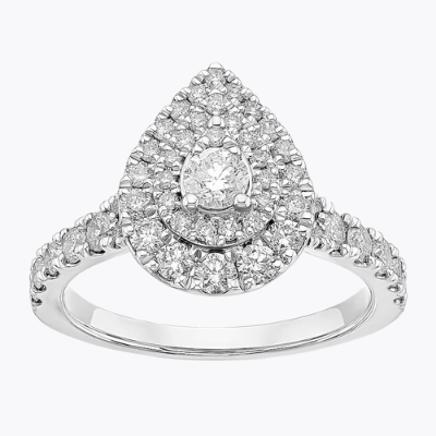 Engagement Ring Platinum Pear Shaped Halo 1ct Diamond Ring