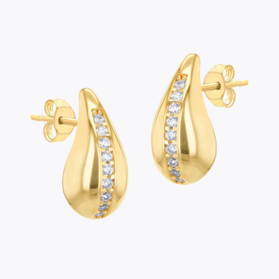 9ct Yellow Gold Cubic Zirconia Tear Drop Stud Earrings