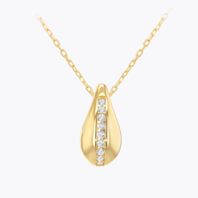 9ct Yellow Gold 16+1'' Cubic Zirconia Tear Drop Pendant