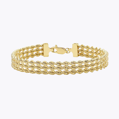 9ct Yellow Gold 7'' Triple Row Rope Chain Bracelet
