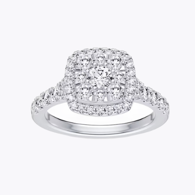 Platinum 1ct Diamond Cushion Shaped Halo Ring