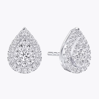 Platinum 0.50ct Diamond Pear Shaped Stud Earrings