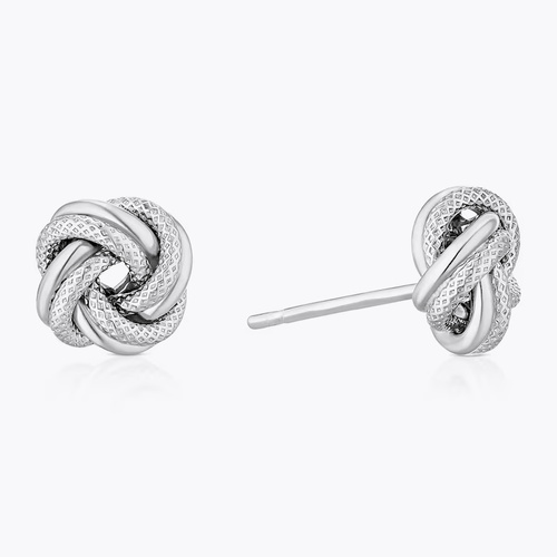 Sterling Silver Textured Knot Stud Earrings