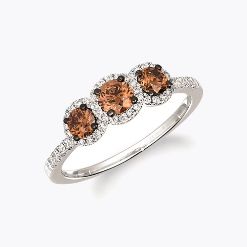 Le Vian 14ct White Gold Brown & Nude 0.80ct Diamond Trilogy Ring
