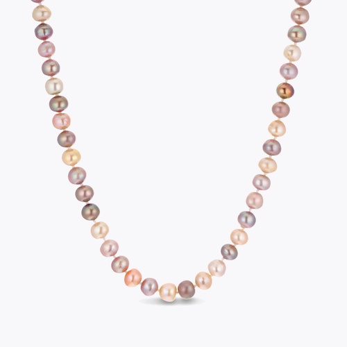 Sterling Silver 8-9mm Mix Colour Cultured Freshwater Pearl Necklace