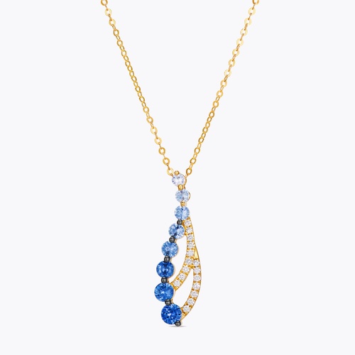 Le Vian 14ct Yellow Gold Round Ombré Blue Sapphire & Nude Diamond Necklace