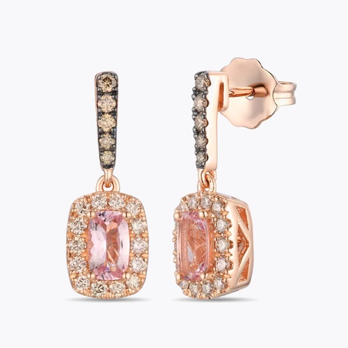 Le Vian 14ct Rose Gold Pink Morganite & 0.30ct Diamond Drop Earrings