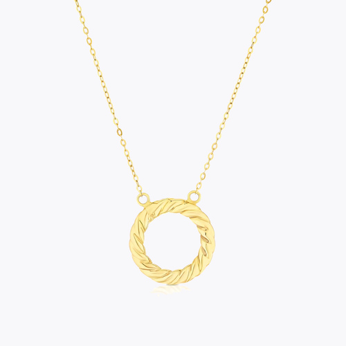 9ct Yellow Gold 18 Open Twist Circle Pendant Necklace