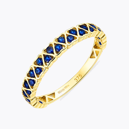 9ct Yellow Gold Blue Cubic Zirconia Eternity Ring