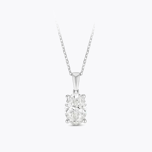 BLOOM 9ct White Gold 1.50ct Lab Grown Diamond Oval Solitaire Pendant