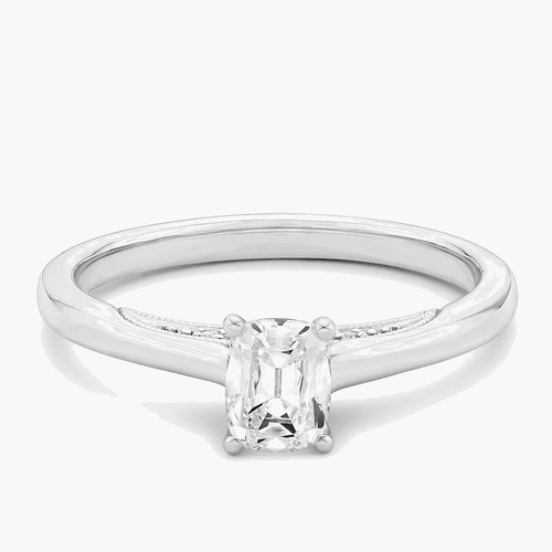 Engagement Ring Platinum Old Mine Cut Solitaire 0.54ct Diamond Ring