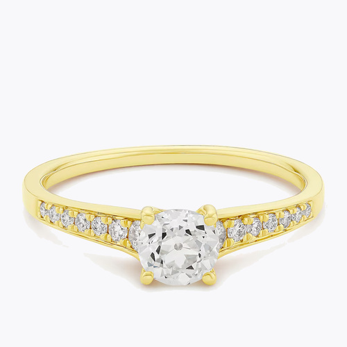 Engagement Ring 14ct Yellow Gold Old Mine Cut Solitaire 0.63ct Diamond Ring