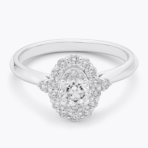 Engagement Ring Platinum Old Mine Cut Halo 0.55ct Diamond Ring