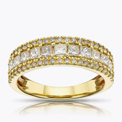 18ct Yellow Gold Three Row Eternity 1ct Diamond Ring