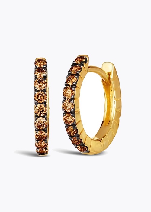 Le Vian 14ct Yellow Gold Chocolate 0.30ct Diamond Huggie Hoop Earrings