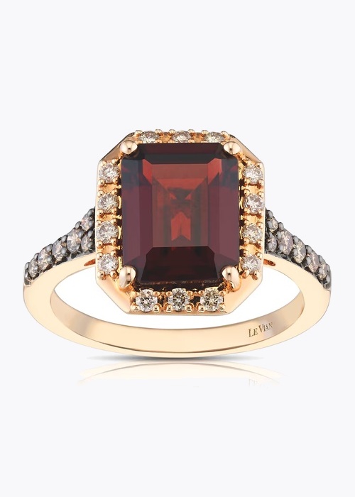 Le Vian 14ct Rose Gold Garnet 0.37ct Diamond Ring