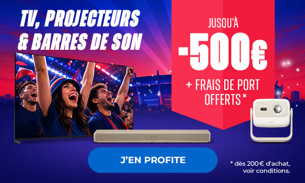 TV, Projecteur & barres de son. Jusqu'à - 500 € + frais de port offerts. J'en profite