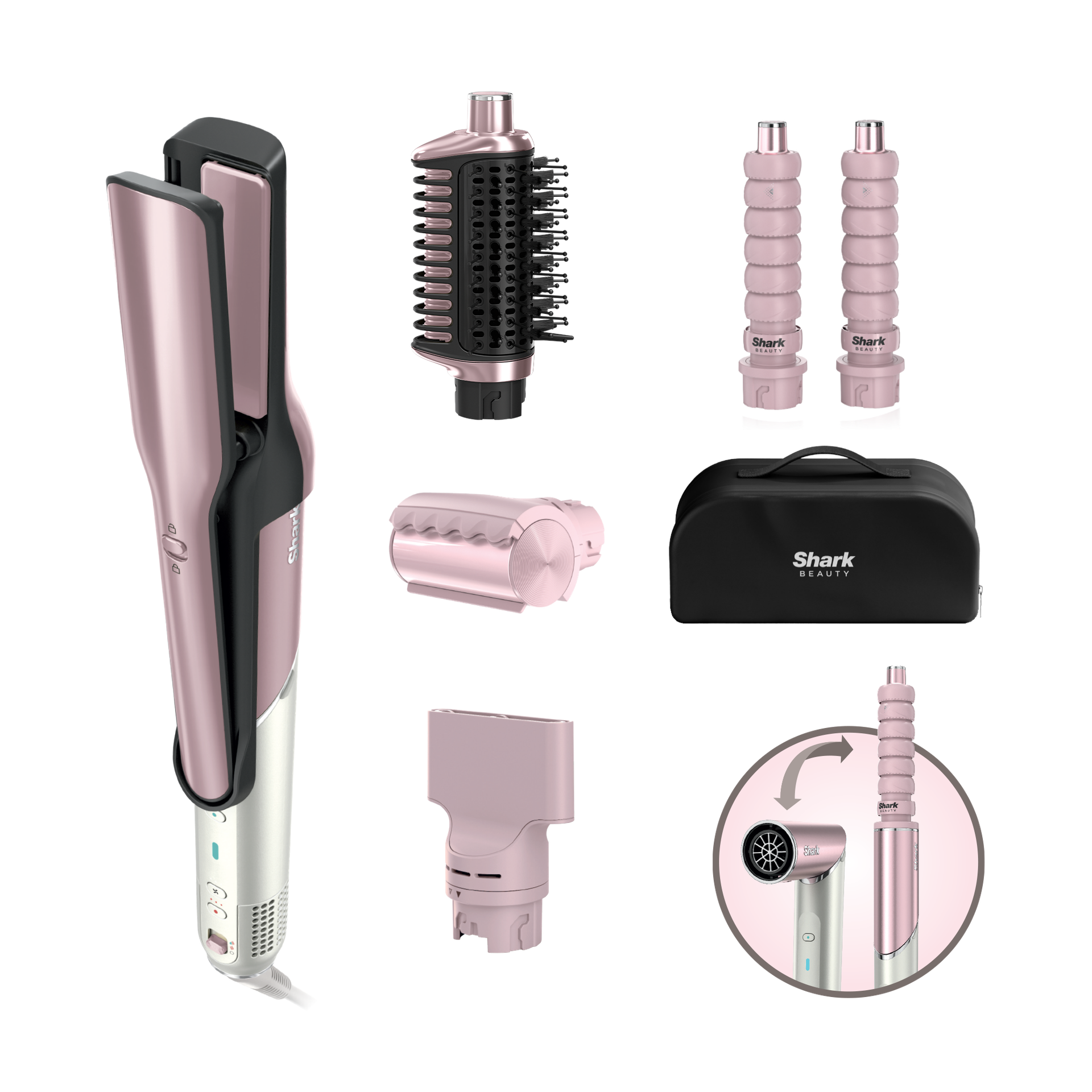 Shark Glam Ceramic & Air Styling and Drying System with FrizzFighter - Pink HD6051SUKPK