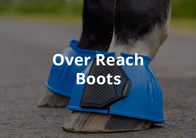 A closeup of over reach boots 