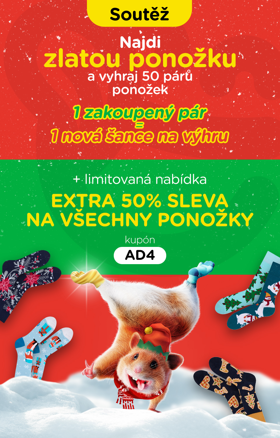 Extra sleva 50 % na všechny ponožky + soutěž 🧦