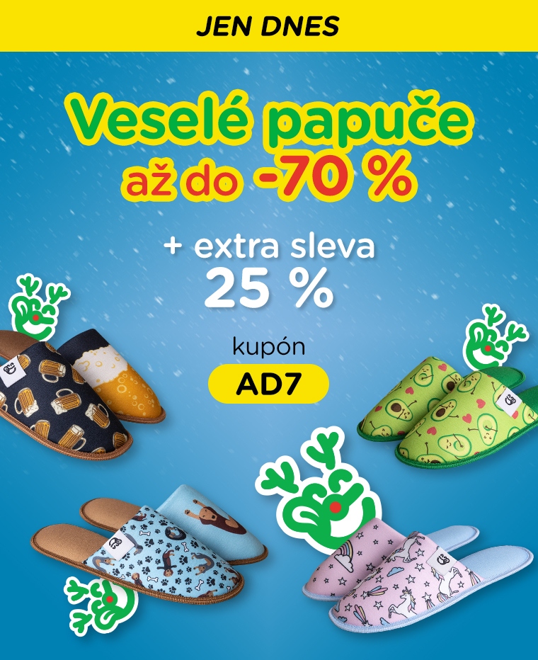 Veselé papuče až do -70 % + extra sleva 25 % 😜