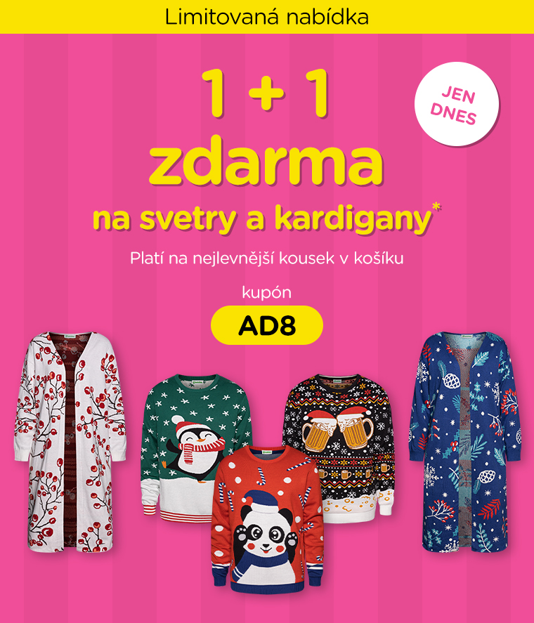 1 + 1 zdarma na svetry a kardigany 😍