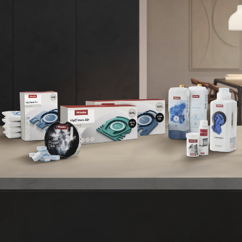 A variety of Miele A&C products on kitchen countertop