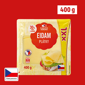 SÝR EIDAM 30% PLÁTKY XXL KARLOVA KORUNA