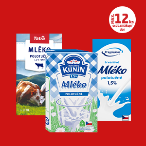 MLÉKO TRVANLIVÉ POLOTUČNÉ 1,5 % KUNÍN, TATRA, PRAGOLAKTOS*