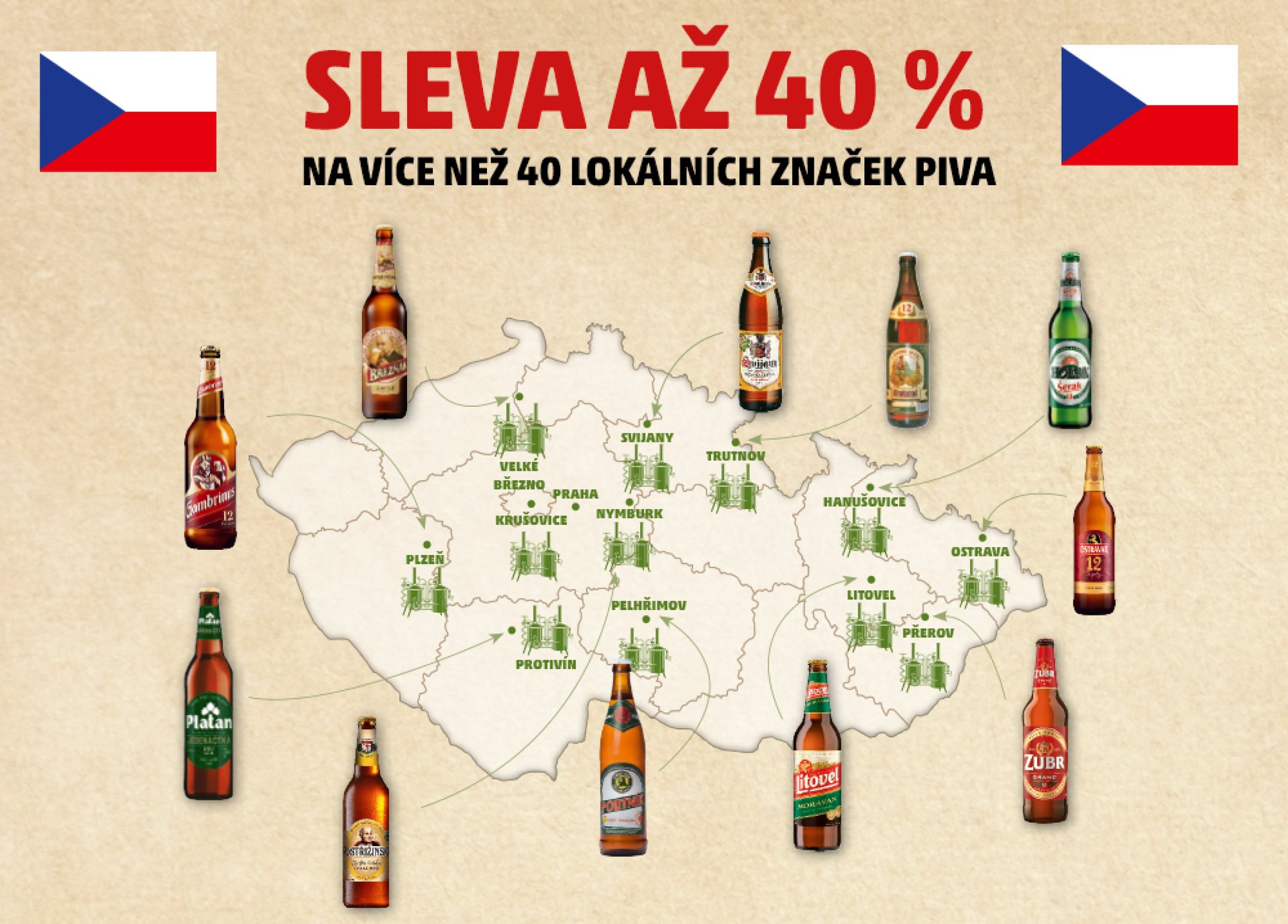 Sleva až 40 % na piva