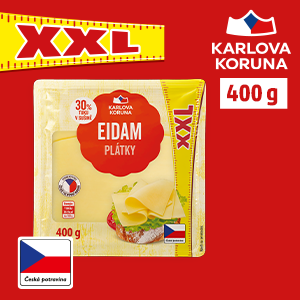 SÝR EIDAM 30% PLÁTKY XXL KARLOVA KORUNA