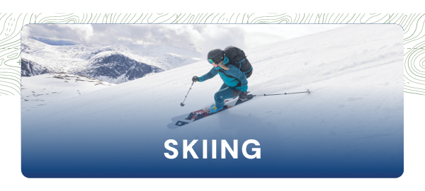 SKIING. Image depicts a woman skiing on a mountain. 