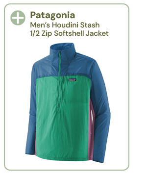 Patagonia Men's Houdini Stash 1/2 Zip Softshell Jacket - Blue/Green