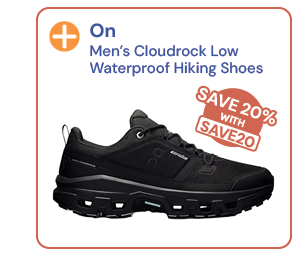On Men's Cloudrock Low Waterproof Hiking Shoes - Black. Save 20% with code SAVE20.