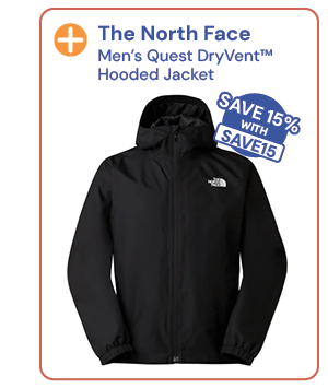 The North Face Men's Quest DryVent Hooded Jacket - Black. Save 15% with code SAVE15.