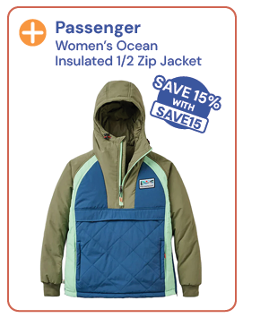 Passenger Women's Ocean Insulated 1/2 Zip Jacket - Green/Navy. Save 15% with code SAVE15.