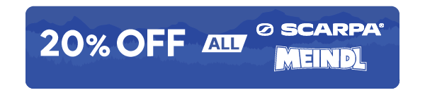 20% OFF ALL SCARPA & MEINDL. 