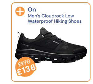 On Men's Cloudrock Low Waterproof Hiking Shoes - Black. Reduced from £170 to £136.