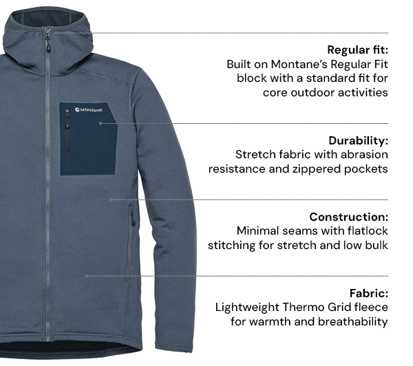 Montane Protium CP Hoodie. Available in Men's Navy and Women's Purple. 