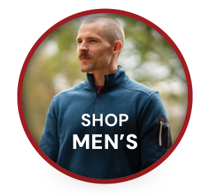 SHOP MEN'S. A man wearing Arc'teryx Men's Covert 1/2 Zip Fleece in Lodestar Heather. 