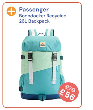 Passenger Boondocker Recycled 26L Backpack - Green Multi. Reduced from £70 to £56.