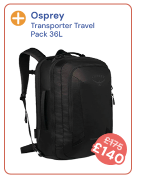 Osprey Transporter Travel Pack 36L - Black. Reduced from £175 to £140.