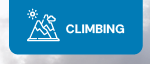 CLIMBING. A graphic of a mountain against a blue button.