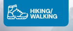 HIKING/WALKING: A graphic of a hiking boot against a blue button.