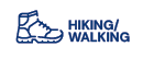 HIKING/WALKING: A graphic of a hiking boot against a white button.