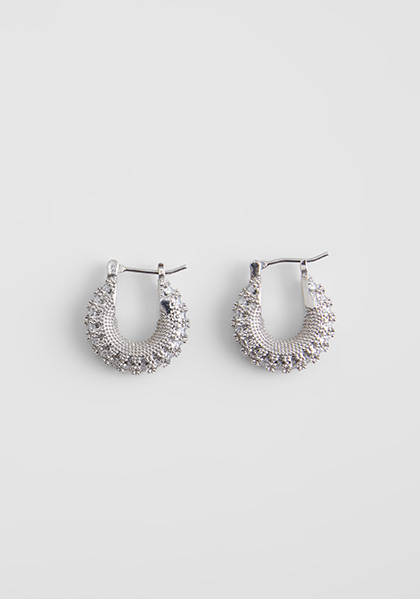 Chunky Delicate Diamante Mini Hoop Earrings